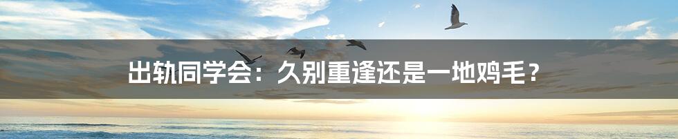出轨同学会:久别重逢还是一地鸡毛?