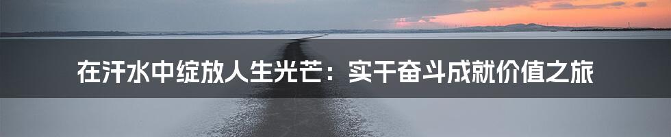在汗水中绽放人生光芒:实干奋斗成就价值之旅