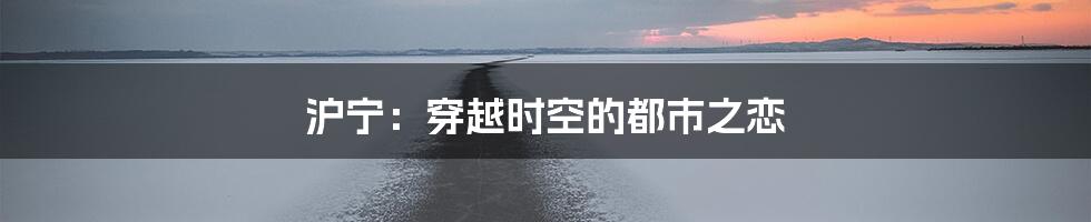 沪宁:穿越时空的都市之恋