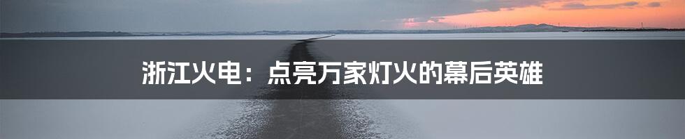 浙江火电：点亮万家灯火的幕后英雄