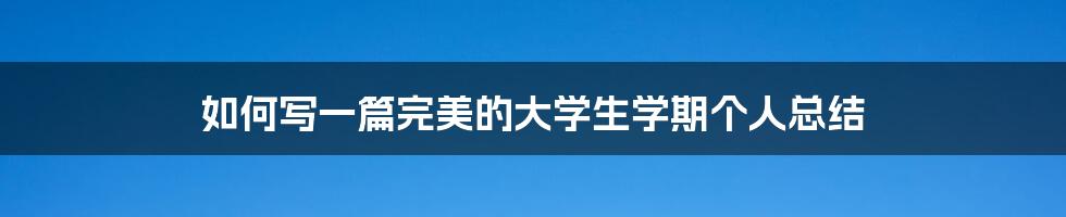 如何写一篇完美的大学生学期个人总结