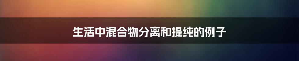 生活中混合物分离和提纯的例子