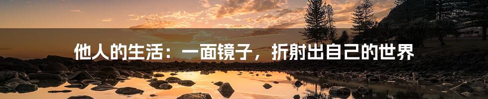 他人的生活:一面镜子,折射出自己的世界