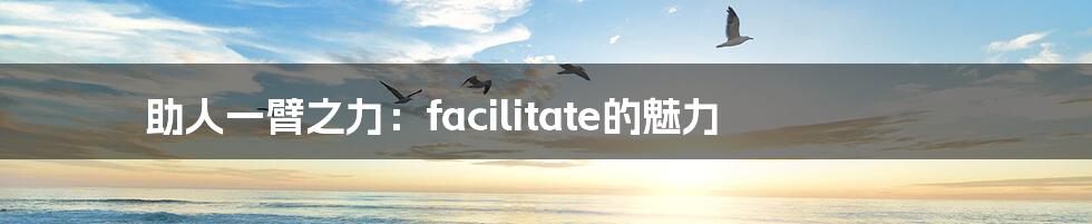助人一臂之力:facilitate的魅力