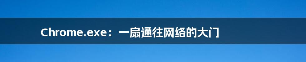 Chrome.exe:一扇通往网络的大门