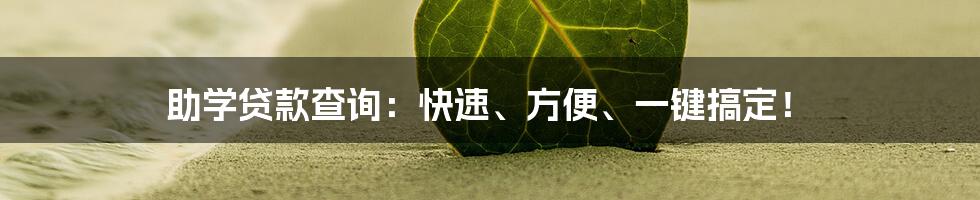 助学贷款查询:快速、方便、一键搞定!