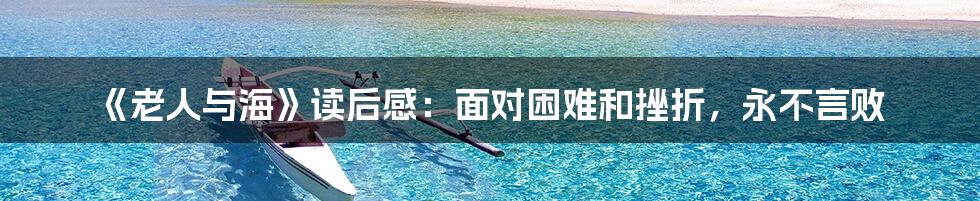 《老人与海》读后感：面对困难和挫折，永不言败