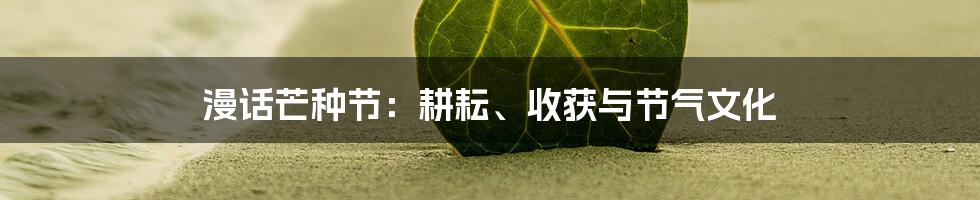 漫话芒种节：耕耘、收获与节气文化