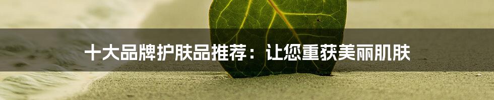 十大品牌护肤品推荐:让您重获美丽肌肤