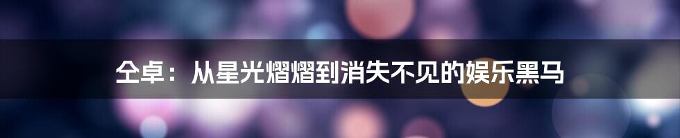 仝卓:从星光熠熠到消失不见的娱乐黑马