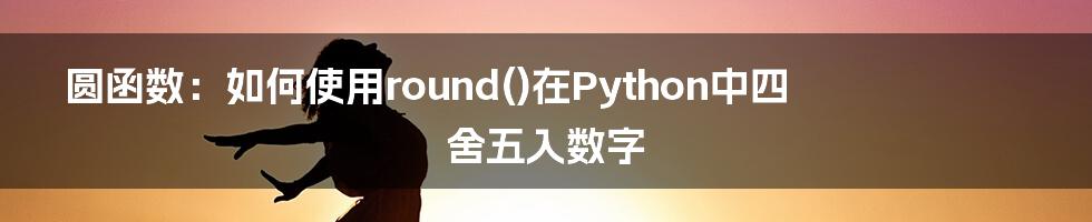 圆函数：如何使用round()在Python中四舍五入数字