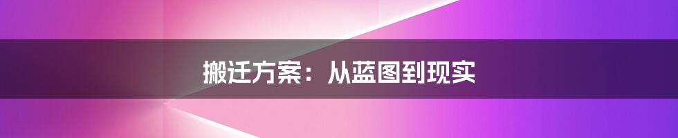 搬迁方案：从蓝图到现实