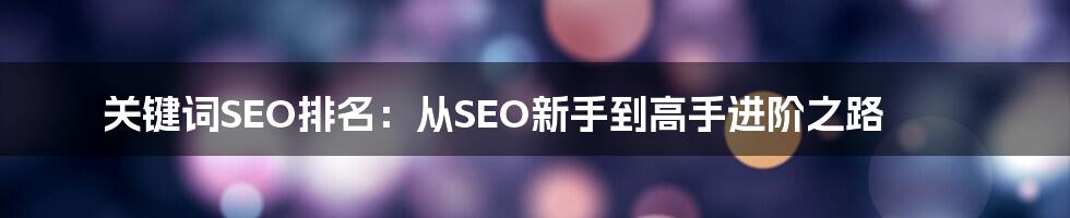 关键词SEO排名：从SEO新手到高手进阶之路