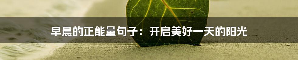 早晨的正能量句子:开启美好一天的阳光