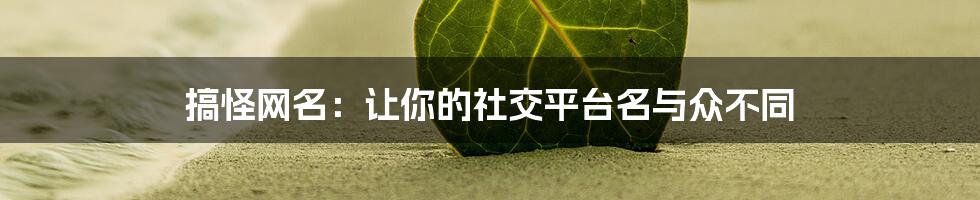 搞怪网名：让你的社交平台名与众不同