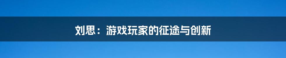 刘思：游戏玩家的征途与创新