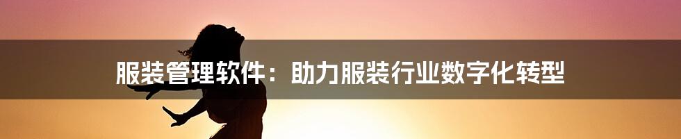 服装管理软件:助力服装行业数字化转型