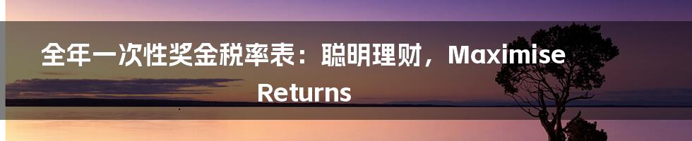 全年一次性奖金税率表:聪明理财,Maximise Returns