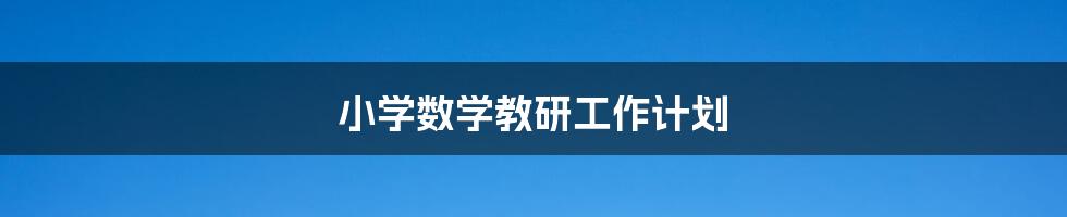 小学数学教研工作计划