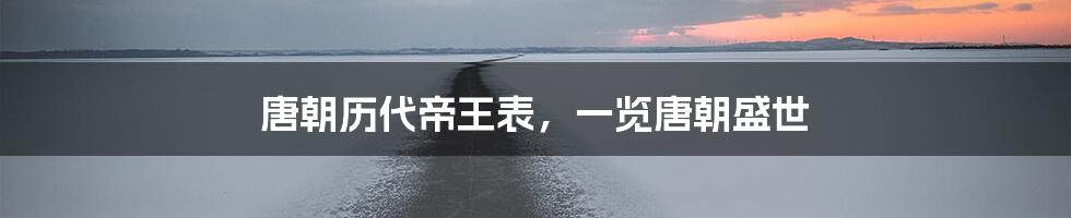 唐朝历代帝王表,一览唐朝盛世