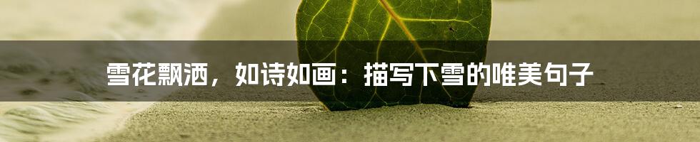 雪花飘洒,如诗如画:描写下雪的唯美句子