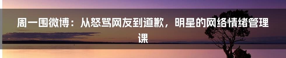 周一围微博:从怒骂网友到道歉,明星的网络情绪管理课