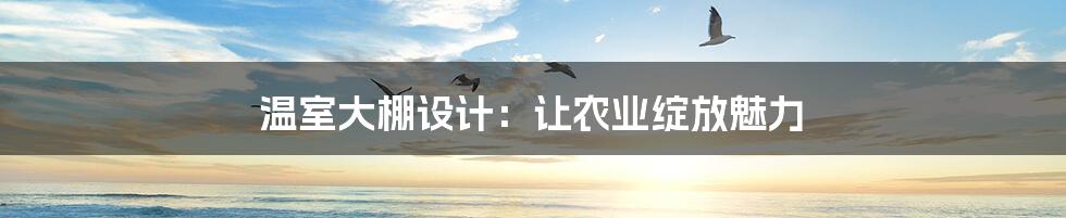 温室大棚设计:让农业绽放魅力