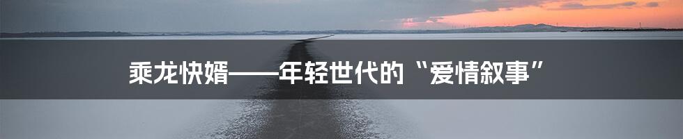 乘龙快婿——年轻世代的“爱情叙事”