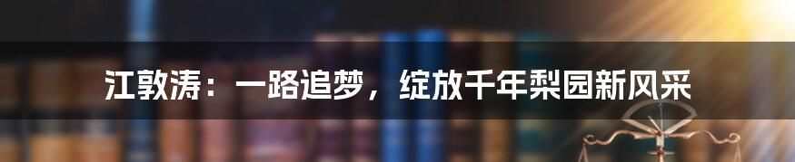 江敦涛：一路追梦，绽放千年梨园新风采