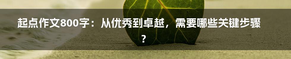 起点作文800字:从优秀到卓越,需要哪些关键步骤?