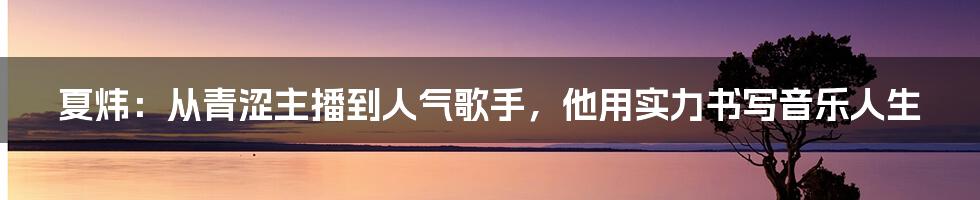 夏炜:从青涩主播到人气歌手,他用实力书写音乐人生