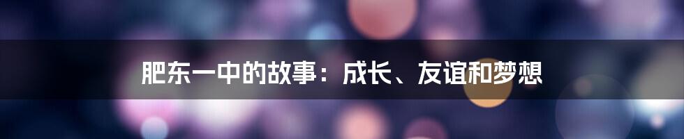 肥东一中的故事:成长、友谊和梦想