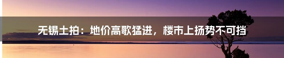 无锡土拍:地价高歌猛进,楼市上扬势不可挡