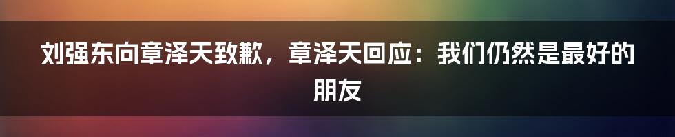 刘强东向章泽天致歉，章泽天回应：我们仍然是最好的朋友