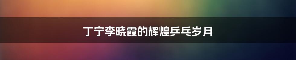 丁宁李晓霞的辉煌乒乓岁月