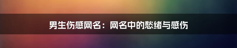 男生伤感网名：网名中的愁绪与感伤