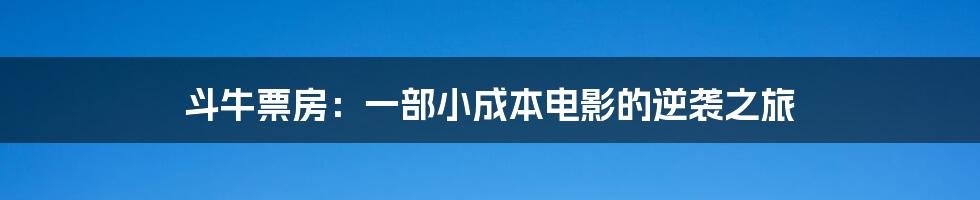 斗牛票房:一部小成本电影的逆袭之旅