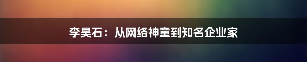 李昊石：从网络神童到知名企业家