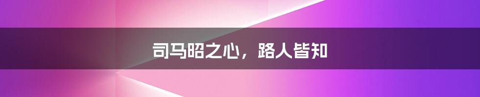 司马昭之心,路人皆知