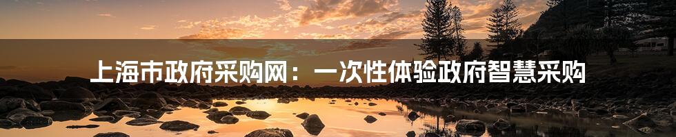 上海市政府采购网：一次性体验政府智慧采购