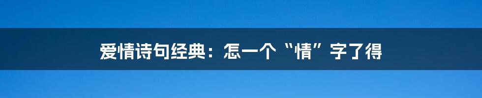 爱情诗句经典：怎一个“情”字了得