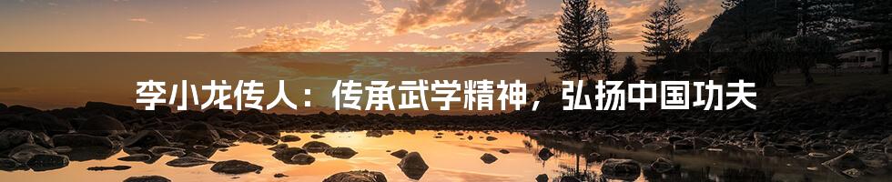 李小龙传人:传承武学精神,弘扬中国功夫