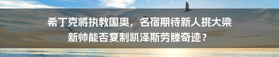 希丁克将执教国奥，名宿期待新人挑大梁 新帅能否复制凯泽斯劳滕奇迹？