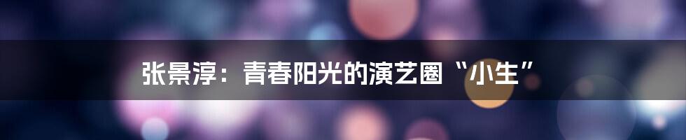 张景淳：青春阳光的演艺圈“小生”