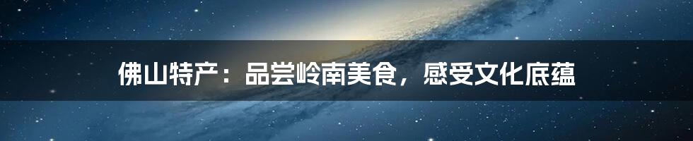佛山特产:品尝岭南美食,感受文化底蕴