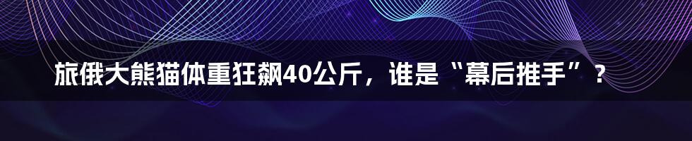 旅俄大熊猫体重狂飙40公斤，谁是“幕后推手”？