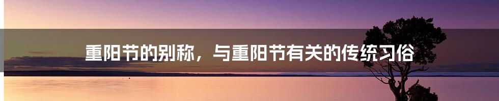 重阳节的别称，与重阳节有关的传统习俗