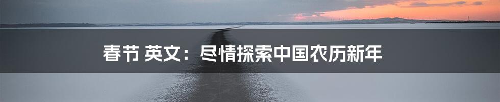 春节 英文:尽情探索中国农历新年