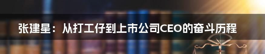 张建星：从打工仔到上市公司CEO的奋斗历程