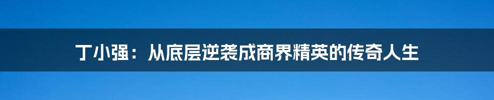 丁小强:从底层逆袭成商界精英的传奇人生